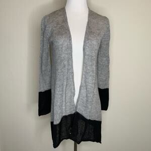 AB Studio Grey Black Cardigan Sweater Sz Small